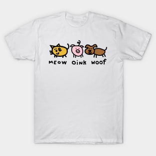 Cute Animals Noisy Cat Pig Dog T-Shirt